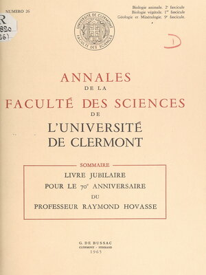 cover image of Livre jubilaire pour le 70e anniversaire du Professeur Raymond Hovasse